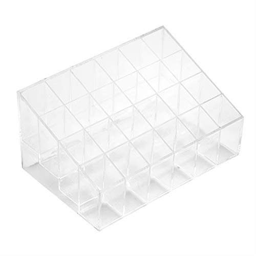 Lippenstiftständer mit 24 Gittern, Transparenter Lippenstift Halter Nagelpolitur Organizer Ständer Nagellack Make-up Aufbewahrungsbox