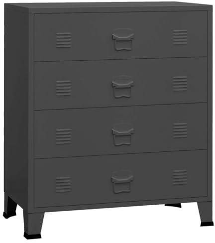 vidaXL Industrial Kommode mit Schubladen Sideboard Schrank Anrichte Schubladenschrank Metallschrank Beistellschrank Anthrazit 78x40x93cm Metall