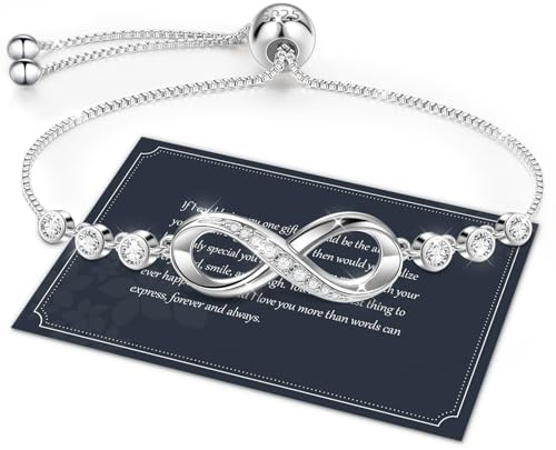 J.Fée Silver Bracelet for Women 925 Silver Bracelets for Womens Adjustable Infinity Bracelets for Women Jewellery Gifts for Women Mothers Day Gifts for Mum,54