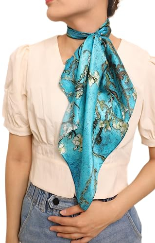 Prettystern Damen Seiden-halstuch Bandana Seidentuch Nickituch Kunst-Motiv van Gogh Mandelblüten P576