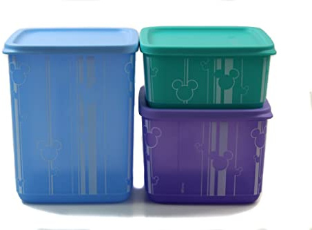 Tupperware Cubix Set 650 ml Turquoise + 1,0 L Violet + 1,8 L Bleu Mickey Mouse