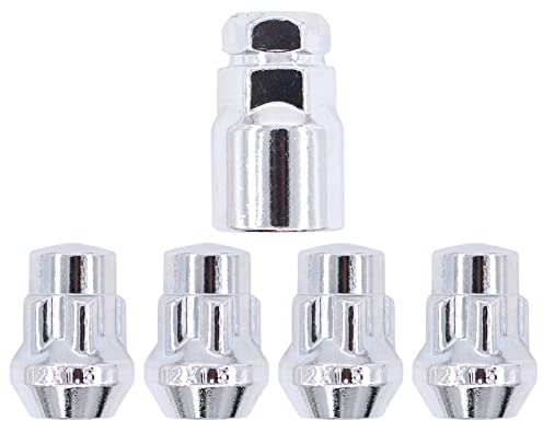 M12 x 1.5 Locking Wheel Nuts 60 Degree Tapered Seat with Key Kit for F-ord | for Focus Fiesta Set of 5