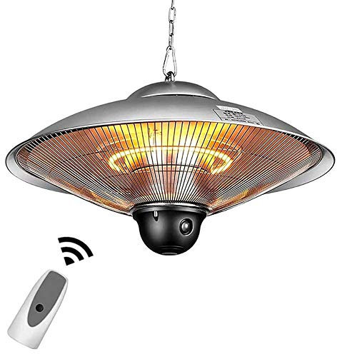 Samnuerly Stufe elettriche da Esterno pensili, riscaldatore a Forma di Ombrello a soffitto da 2200 W con Telecomando, per Interni/Esterni