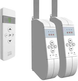 WIR elektronik, eWickler 2 Fenster Funk-Set, eW930-F-M, 2x elektrischer Gurtwickler + 1x Fernbedienung FB-9, für 12-15 mm Gurtband, Aufputz, bis 45 kg, inkl. Netzstecker (2 Fenster)