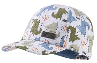 Sterntaler Basecap Krokodile - Jungen Baseball Cap aus Singlejersey mit Krokodil Druck - Sommer Cappy elastisch mit Gummi - sportive Baby und Kinder Schirmkappe, UV-Schutz 50+, silber, Größe 49