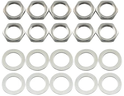 Musiclily Pro M9 Stahl Gitarren Potis Unterlegscheibe und Sechskantmutter Set für Metrische Potentiometer und Klinkenbuchsen (10er Set)
