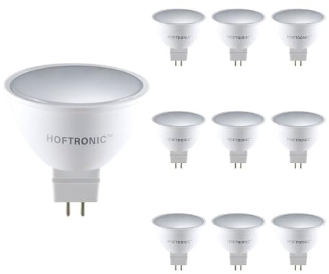 HOFTRONIC - 10x LED Spot GU5.3-4,3 Watt 400 Lumen - 2700K Warmweiß - 12 Volt - Ersetzt 35 Watt - MR16 LED Spot - 100° Abstrahlwinkel