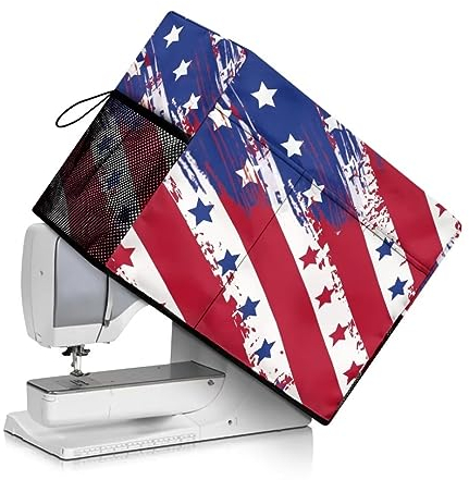 Jeiento Tragbare Nähmaschinen-Abdeckung mit Griff, Staubschutz für Nähmaschinen mit Aufbewahrungstaschen, kleine Maschinenabdeckung für die meisten Standard-Nähmaschinen, US-Flagge, Beauty Case