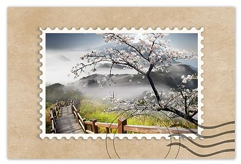 H839M_WENS1E Sticker mural décoratif Motif fleurs de cerisier du Japon 60 x 40 cm