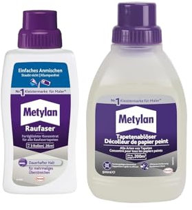 Metylan Raufaser Fertigkleister Konzentrat, für Raufasertapete, sofort verwendbar (1x500g) & Metylan Tapetenablöser Aktiv-Konzentrat, löst schnell und problemlos (1x0,5l)