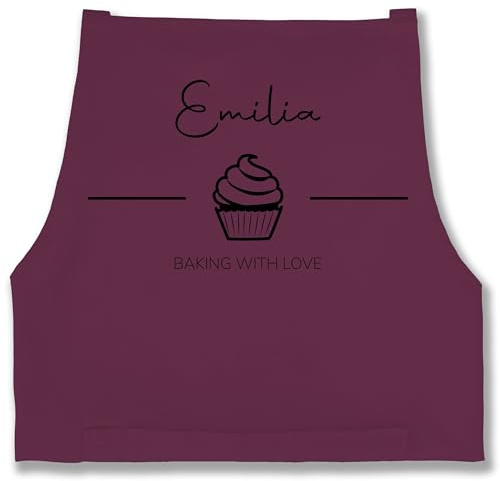 Geschenk mit Namen personalisiert by Shirtracer - Schürze - Backschürze - Baking with Love mit Namen