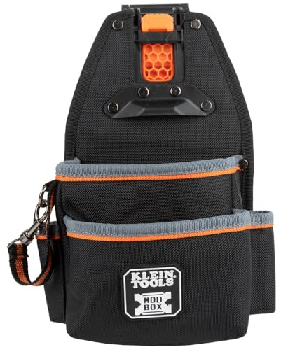 Klein Tools 55833MB MODbox Open Tool Pouch, 4-Pockets, Electrician Pouch, Quickly Attach and Release from Tool Belts and MODBox Rail System