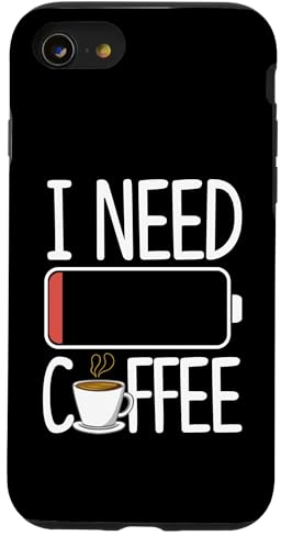 I Need Coffee Coffee Lover Warngrafik bei niedrigem Batteriestand Hülle für iPhone SE (2020) / 7 / 8
