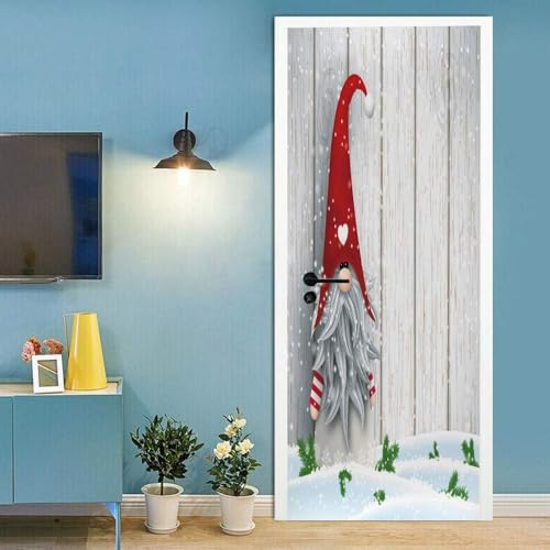 3D Weihnachtsmütze Weihnachten 77 X 200 Cm Für Wohnzimmer Schlafzimmer Badezimmer Küchentüren Selbstklebende Türaufkleber, Türposter, Türbilder, Türkunst, Türwandaufkleber, Türfotos