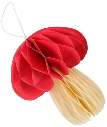 PHENOFICE Mushroom Shaped Honeycomb Ball Paperboard Hanging Decor Wedding Birthday Party and Forest Theme Decorations Adorable Mushroom Ornament for Fairy Garden and Nursery Decor