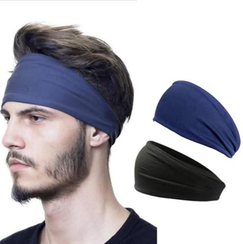 Visxcnu 2Piezas Cinta Sudor Cabeza Hombres y Mujeres Banda Elástica Pelo Transpirable Antideslizante Banda Cabeza Atlética Algodón Absorción Humedad sudo, Movimiento Accesorios para Correr, Yoga