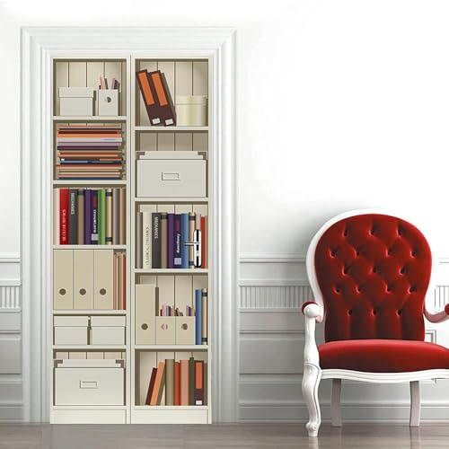 3D Türaufkleber Selbstklebend Türtapete Türfolie Bücher Bücherregal Bücherregal 77 X 200 Cm Selbstklebend Türfolie Poster Tapete Wandtattoo Tür Wandbild Aufkleber Schlafzimmer Bad Büro Hause