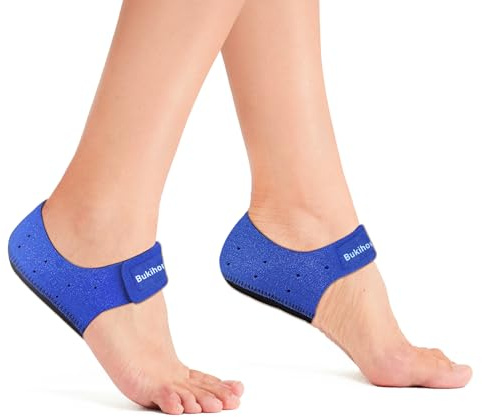 Protezioni per talloni fasciite plantare - Bukihome Tacco Coppe per Donne Uomini Tacchi Spur Dolore Relief - Inserti Tacco Pads per Achille Tendinite Tacco Secco Cracked, Blu, 42-47