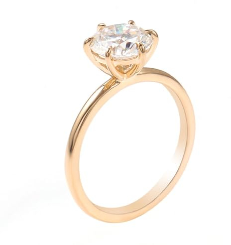 Epinki Echte Goldschmuck, Gold 9K Au375 Ringe, Klassiker Solitär 6 Klaue Verlobungsring mit Rund Moissanit, Gelbgold 750 Partnerringe Trauringe Hochzeitsring Gr.57 (18.1)