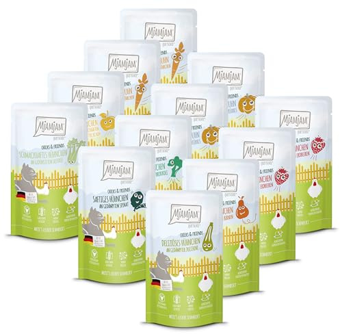 MjAMjAM - Premium Nassfutter für Katzen - Chicks & Friends Box, 12er Pack (12 x 125g), getreidefrei mit extra Fleisch