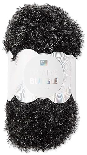 Frida's Wollhaus Rico Design 50 g Creative Bubble Schwammgarn Wolle Stricken Häkeln 57 Farben (012 | Schwarz)