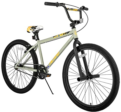 Hiland 26 Inch BMX Bike for Boys and Girls, Beginner-Level BMX to Advanced Riders with 2 Pegs, Adults Bicycles for Men and Women, Gray
