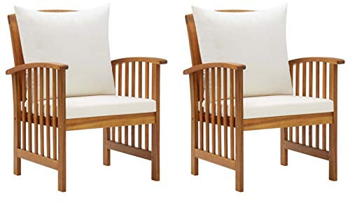Sufrk Gartenstühle mit Kissen Gartensessel Garten Set Balkonsessel StüHle FüR DraußEn Terrassen Stuhl 2 STK. Akazie Massivholz - 310257