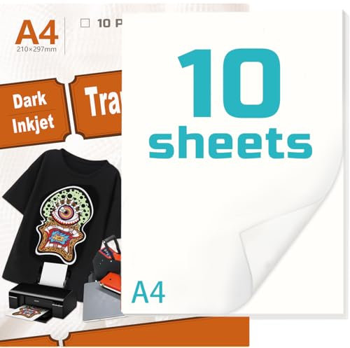Inkjet premium t-shirt överföringspapper A4 för svarta och mörka tyger, levande, långvariga bilder (10)