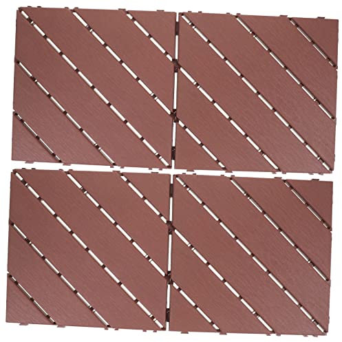 Operitacx 4 Stück Klick Terrassenfliesen Kunststoff Holzoptik Braun Rot 25x25cm Ineinandergreifend Balkon Garten Terrasse Außenbereich
