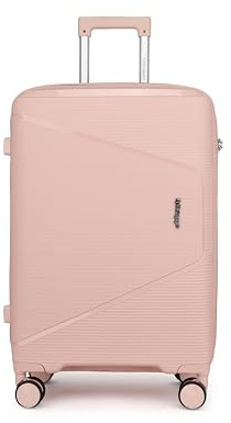 Fly Kite Luggage 28 Inch Large Suitcase 100% Polypropylene, Hard Shell with Aluminium Trolley Handle, Real TSA 3 Digit Secure Lock 360° Smooth Wheels Lightweight Suitcase|Light Pink