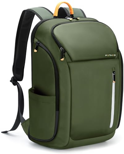 Ponhog Zaino Uomo Porta PC 17 Pollici - Zaino da Viaggio 900D Idrorepellente, Apertura 180° e Design Antifurto, Capacità 30L, Verde