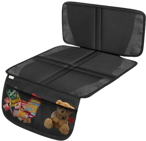 Kindersitzunterlage Auto ISOFIX Geeignet Sitzschoner Autos Kindersitz | Autositzschoner Schutzunterlage mit Rückenlehnenschutz Autositzauflage Autositzschutz Auto Geeignete Unterlage (Schwarz)