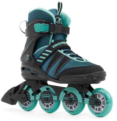 SFR Venture Pro Inline Skates Teal UK 9A / EU 43 | Stylische sportliche Rollschuhe für Jugendliche und Erwachsene | Perfekt für Einsteiger | Stabil und sicher mit Komfortfutter und hoher Manschette