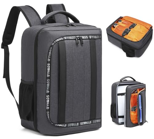 RUCYEN Travel Backpack for PS5, Protective Carrying Case Bag for 17.3’’ Laptop, Controllers, Game Discs and More Gaming Accessories, PS5 Carrying Case with Multiple Pockets