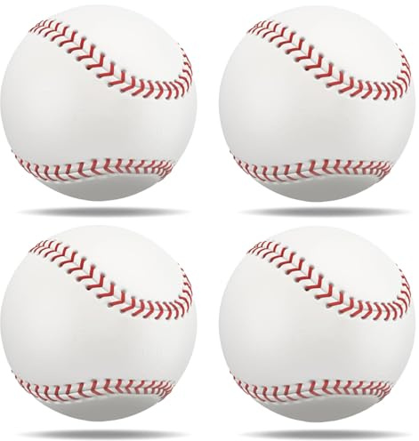 Hnjindong 4 Pack BaseBall Standard 9 Inch, Practice Baseballs Rubber Leather Baseball for Practice & Games, Ball Training Baseball for Outdoor Sports for Youth And Adult