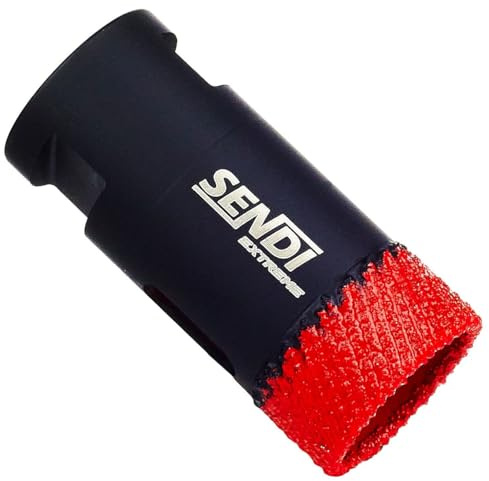 Broca de diamante SENDI EXTREME - Corona para Perforaciones de Azulejos - Broca para Porcelanico,Gres,Marmol etc. - Velocidad Alta y vida muy amplia - Diseñado para Alicatadores o Albañiles (28mm)
