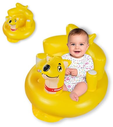 Shyllin Asiento Hinchable Portátil para Bebés con Bomba de Aire,Silla Hinchable Bebé 5 a 36 Meses,Asiento Baño para niños,Soporte para Espalda y Cuello,para Viajes,Alimentación,Camping (Perro)