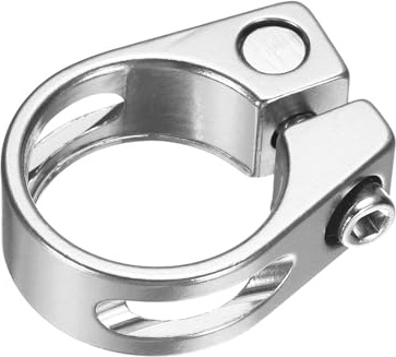 sourcing map Bike Seat Post Clamp, 28.6mm Aluminum Alloy Bicycle Seat Post Clamp Quick Release Tube Clip for 25.4mm Mountain Road Bike Tube, Silver