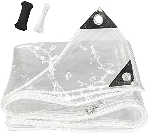 Telone trasparente resistente in PVC impermeabile da 0,35 mm, dimensioni personalizzate, 2,8 m x 2 m, con occhielli in metallo, per patio, veranda, zanzariera, camere e gazebo