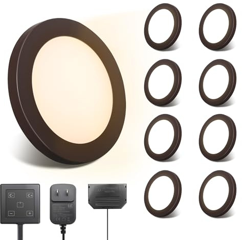 V4light LED-Unterschrankbeleuchtung, ultradünn, 6 mm, mit Touchdimmer, dimmbar, 2700 K – 6500 K, einfache Installation, für Küche, Schrank und Regale, 8 Stück