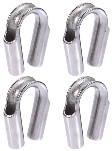 SHERCHPRY Guardacabos de Acero Inoxidable 304 para Fijación de Cables Anillos de Corazón de Pollo de 10 MM Juego de 4 Piezas Protección Antidesgaste para Cables de Acero Aplicaciones