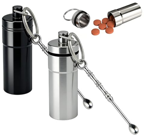 UIEXEA 2 Unidades mini Frasco con Cuchara de Aluminio Hermético, Kit de Organización Portátil para Polvos y Especias