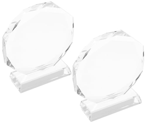 Abaodam Lot de 2 Trophées en Cristal Vierges 100 Mm, Plaques Octogonales en Verre Transparent, pour Récompenses Gravées et Reconnaissance D’employés, Trophées Personnalisables