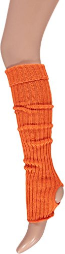 krautwear® Scaldamuscoli da danza da donna e ragazza, con foro per il tallone, scaldamuscoli da balletto, lunghezza circa 55 cm, stile anni '80, nero, bianco, rosa, verde, giallo, arancione,
