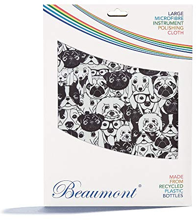 Beaumont Old Dog Musical Polishing & Cleaning Patterned Instruments Trumpet Clarinet Sax Flute Recycled Microfibre Cleaning Cloth Brass Silver 40 x 30 cm (BFC4030-OD)