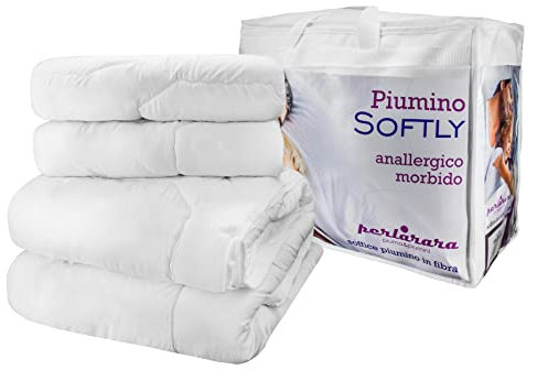PERLARARA Piumino 4 stagioni Alta traspirabilità Letto Matrimoniale Maxi 250x220 cm Softly, Piumino Invernale + leggero Anallergico Antiacaro, Igienico, Fibra morbido manopesco (2 Piumini)