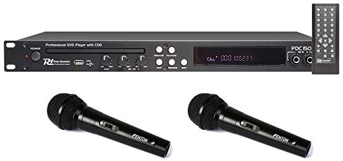 Power Dynamics Professional Karaoke System PD PDC150 CDG DVD Media Player + Two Wired Microphones, USB MP3 Playback, Echo Control & Remote for Home Parties & Events