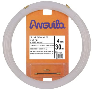 Anguila Einziehdraht Nylon wechselbar Weiß ⌀4mm 30m | Flexibel, sehr leichtgängig in Kurven und gute Schubkraft; austauschbare Endköpfe; inklusive 2 Zubehörteilen.
