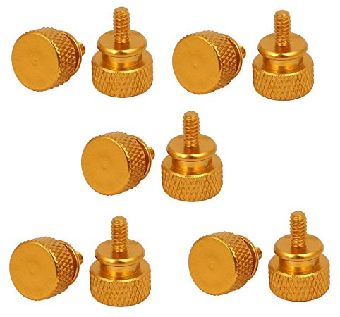 sourcing map 10 Stück Computer PC Case Vollgewinde gerändelt Daumenschrauben Gold 6# -32