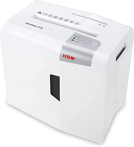HSM shredstar S10 Aktenvernichter I Streifenschnitt 6,0mm I Sicherheitsstufe P-2 I Leiser Home Office Schredder für Papier, CDs, DVDs, Kreditkarten I 18l Auffangbehälter I Papierschredder 10 Blatt